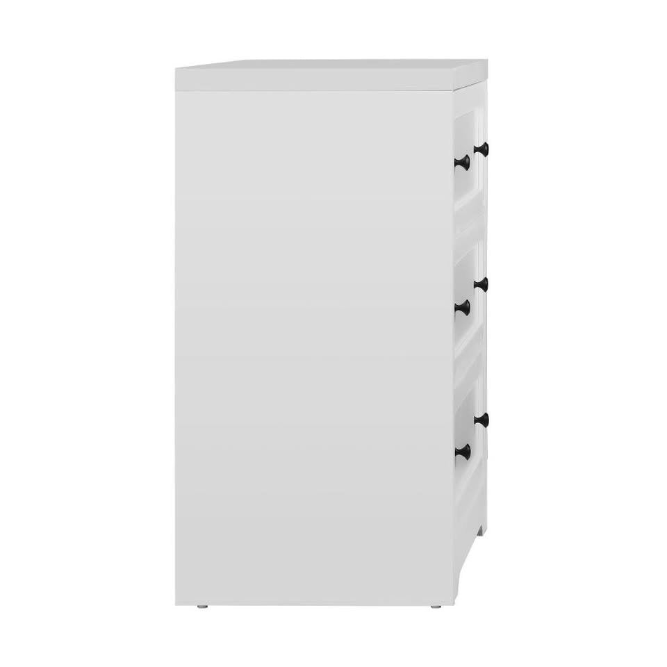 COD-HAMP-3D-WH Oikiture 3 Chest of Drawers Tallboy Cabinet Bedside Table Hamptons Furniture