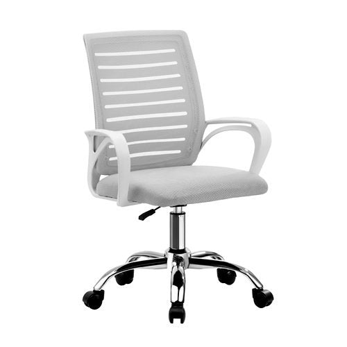OCH-HD-STRIPE-WH Oikiture Mesh Office Chair Breathable Backrest White