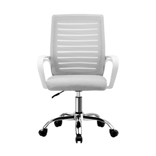 OCH-HD-STRIPE-WH Oikiture Mesh Office Chair Breathable Backrest White
