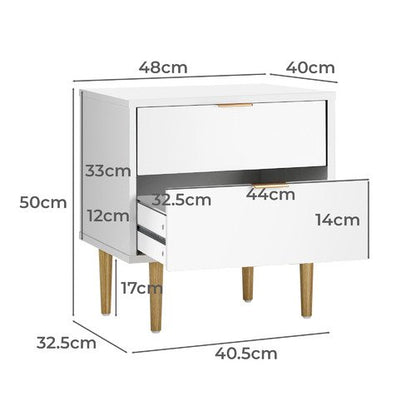 BT-A11-WH Oikiture Bedside Tables Side Table Nightstand Storage Cabinet White