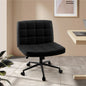 OCH-E1-SQ-OF-LEA-BK Oikiture Mid Back Armless Office Desk Chair Wide Seat PU Leather Black w/Wheels