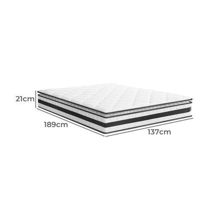 MAT-A12-M754-D BEDRA BEDDING Double Mattress Pillow Top Cool Gel Foam Bonnell Spring 21cm