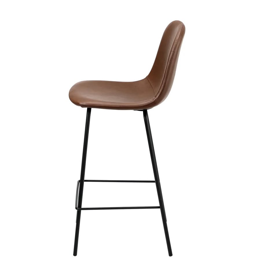 BS-KODY-LEA-BR-2PC Oikiture 2x Bar Stools Kitchen Dining Chair Counter Stool PU Leather Brown