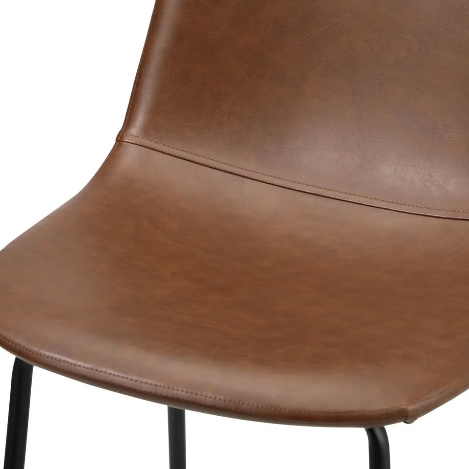 BS-KODY-LEA-BR-2PC Oikiture 2x Bar Stools Kitchen Dining Chair Counter Stool PU Leather Brown