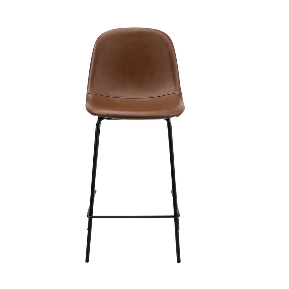 BS-KODY-LEA-BR-2PC Oikiture 2x Bar Stools Kitchen Dining Chair Counter Stool PU Leather Brown