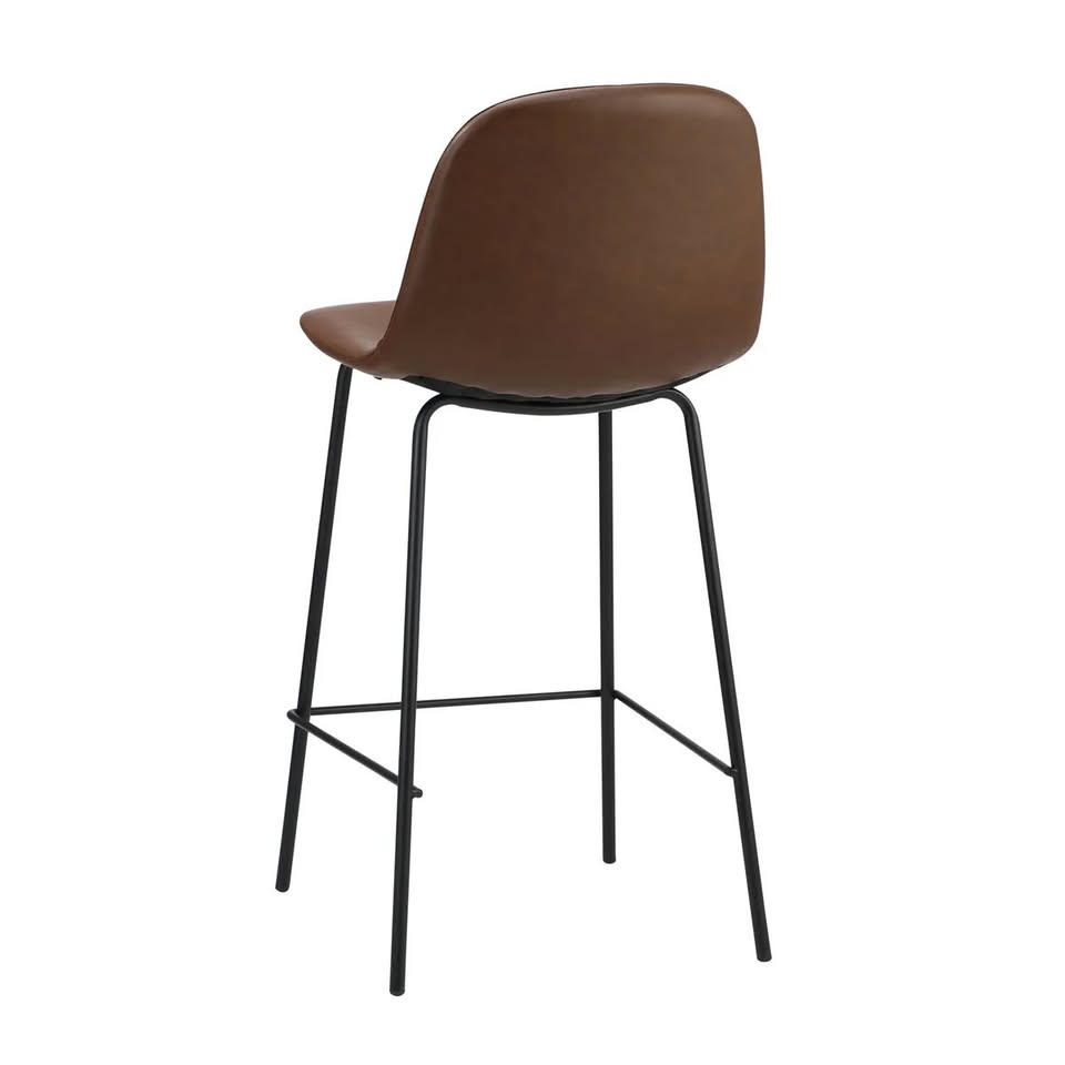 BS-KODY-LEA-BR-2PC Oikiture 2x Bar Stools Kitchen Dining Chair Counter Stool PU Leather Brown