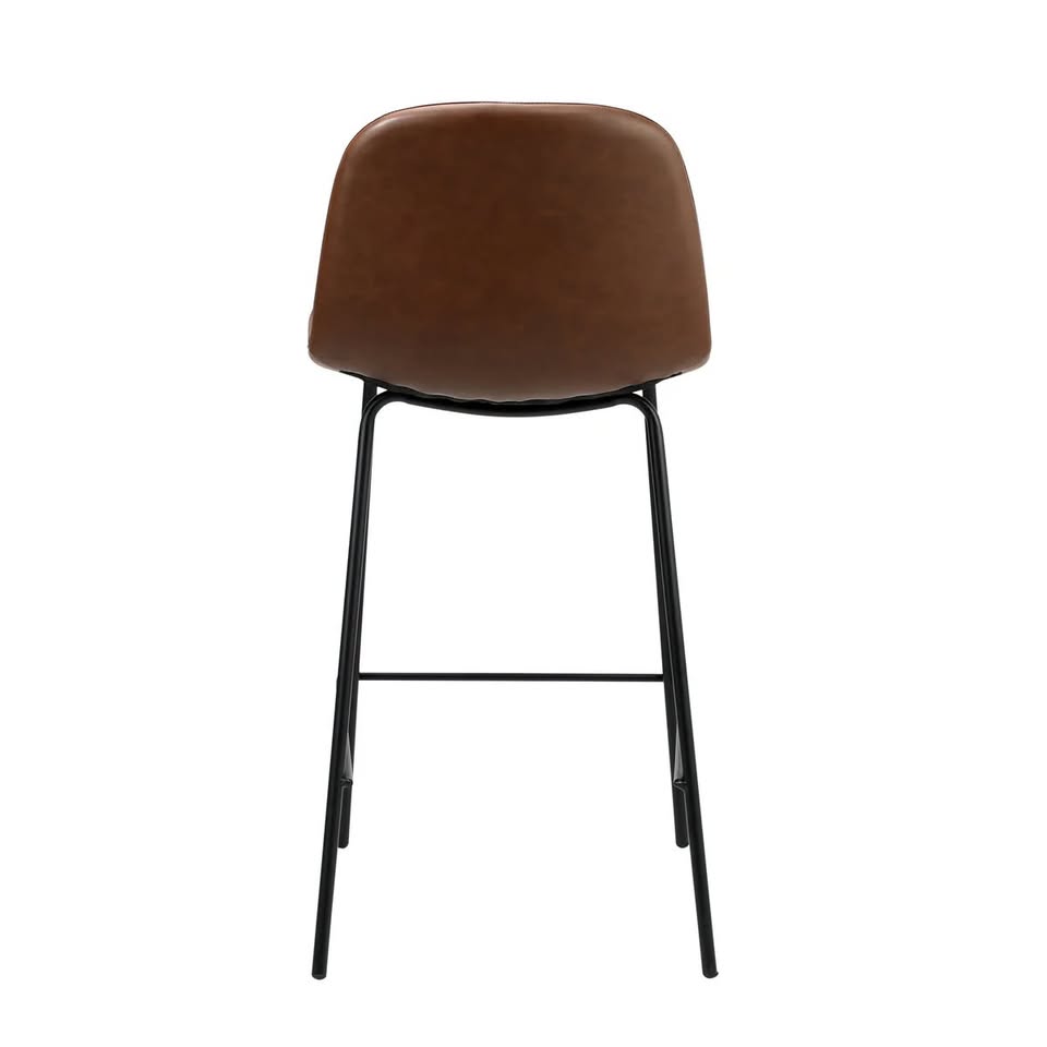 BS-KODY-LEA-BR-2PC Oikiture 2x Bar Stools Kitchen Dining Chair Counter Stool PU Leather Brown