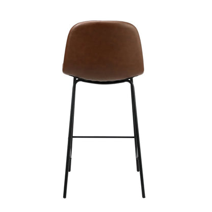 BS-KODY-LEA-BR-2PC Oikiture 2x Bar Stools Kitchen Dining Chair Counter Stool PU Leather Brown