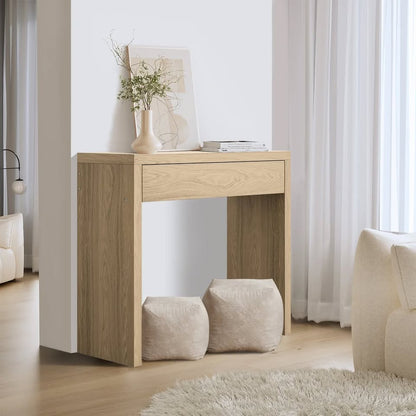 CST-LEAH-WD Oikiture Console Table Wood Sofa Table Hall Side Entry with Drawer Natural