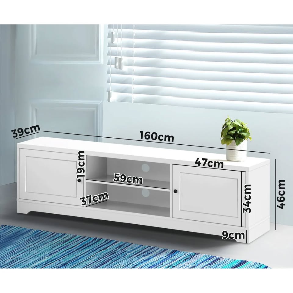 EU-HAMP-160-WH-AB Oikiture TV Cabinet Entertainment Unit Stand Storage Hamptons Furniture 160CM