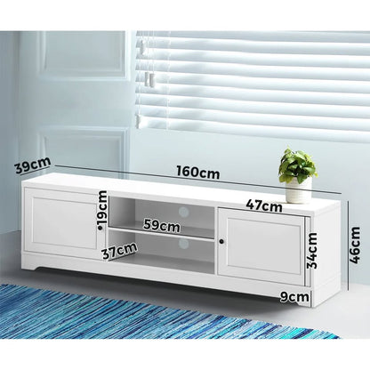 EU-HAMP-160-WH-AB Oikiture TV Cabinet Entertainment Unit Stand Storage Hamptons Furniture 160CM