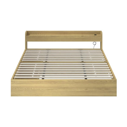 BF-MEXI-K-WD-ABC Oikiture Wooden Bed Frame King Size with Charging Ports & 2 Drawers