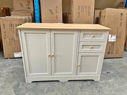 SB-NED-A29-WHWD-AB Oikiture Chest of Drawers with 2 Drawers and 2 Cabinet Buffet Sideboard Hallway Storage