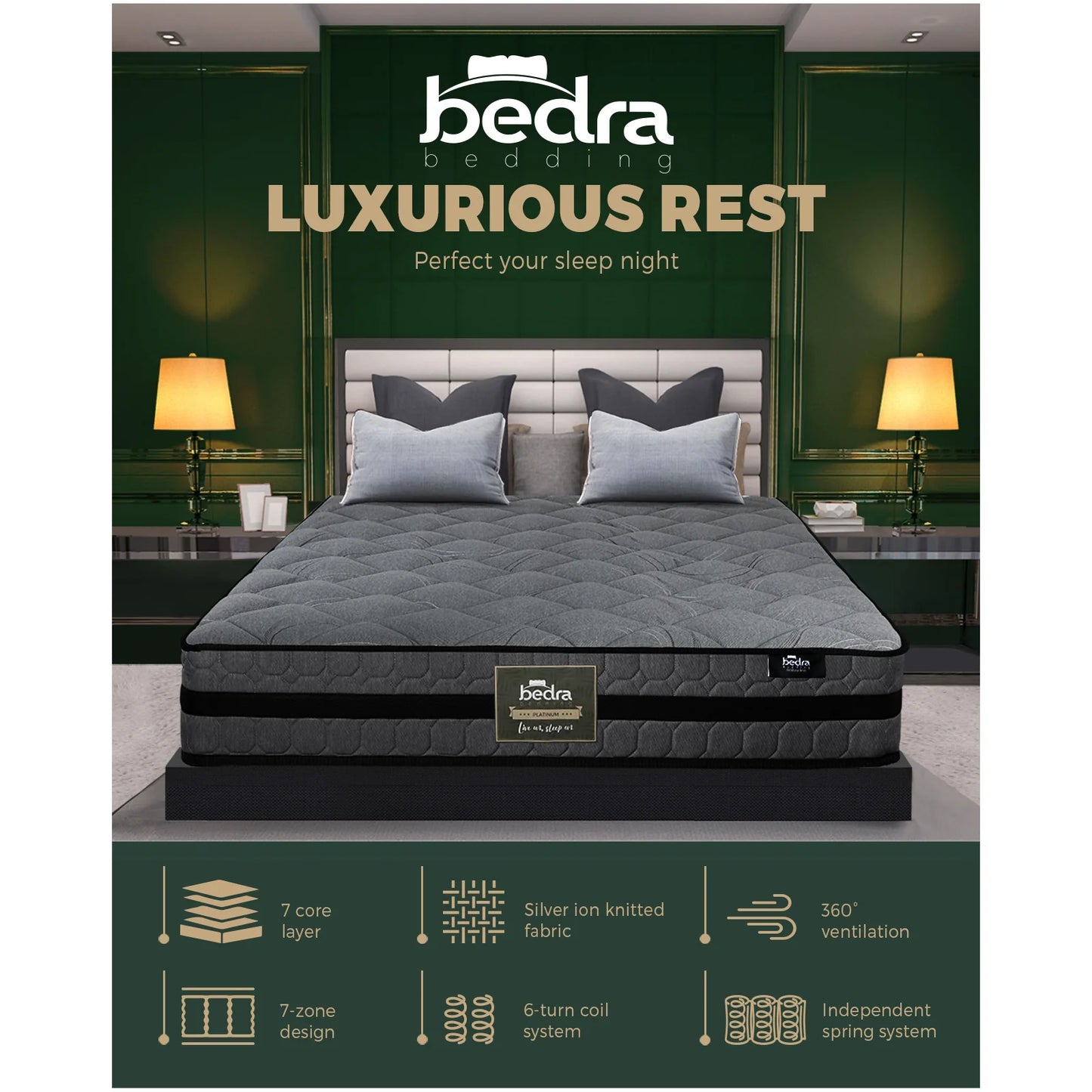 MAT-A1-CALI-S Single Mattress Bed Mattress 3D Mesh Fabric Firm Foam Spring 22cm 7-Zone
