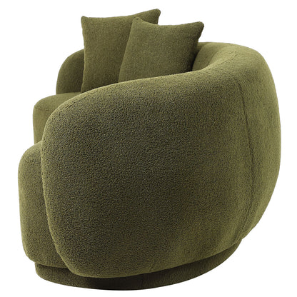 ACH-CASEW-SP-GN LivingFusion Millie 3 Seater Rounded Teddy Sofa Green