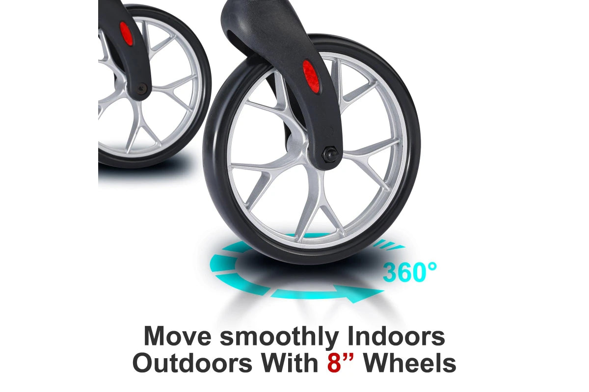 AL3059RW Altus Metro Wheel Mobility Walker With Seat & Padded Backrest - Red