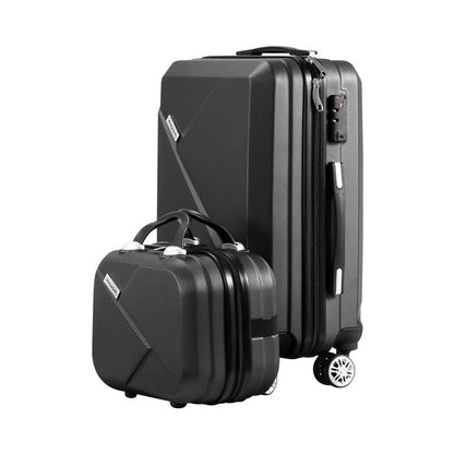 LGS-A2-2PCS-BK 2Pcs Luggage Suitcase Trolley Set Travel Tsa Lock Storage Hard Case Black
