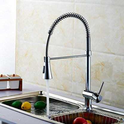 82H10-CHR Chrome Finished Brass Spring Kitchen Faucet - Pull Out Spray Head (D-82H10-CHR)