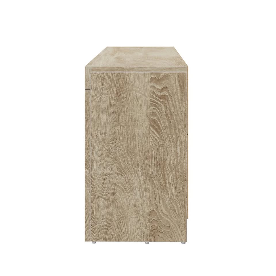 EU-BD-D2-180-WD-AB Oikiture TV Cabinet Entertainment Unit Stand RGB LED Storage Drawer Oak 180cm
