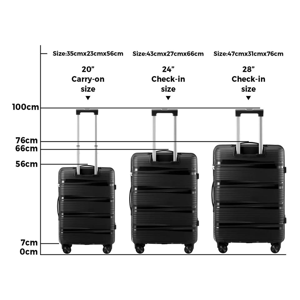 LGS-TUMI-3PC-BK Mazam 3PCS Luggage Suitcase Trolley Set Travel PP Case TSA Lock Storage Black
