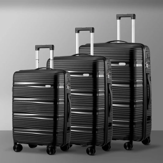 LGS-TUMI-3PC-BK Mazam 3PCS Luggage Suitcase Trolley Set Travel PP Case TSA Lock Storage Black