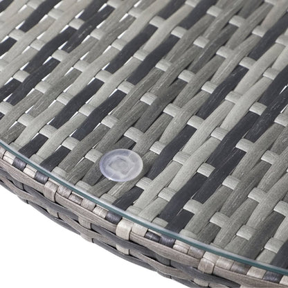 ODDS-RTN-TB90-GY Livsip 90CM Outdoor Dining Table Round Rattan Glass Table Patio Furniture Grey