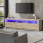 EU-BD-D2-180-WD-AB Oikiture TV Cabinet Entertainment Unit Stand RGB LED Storage Drawer Oak 180cm