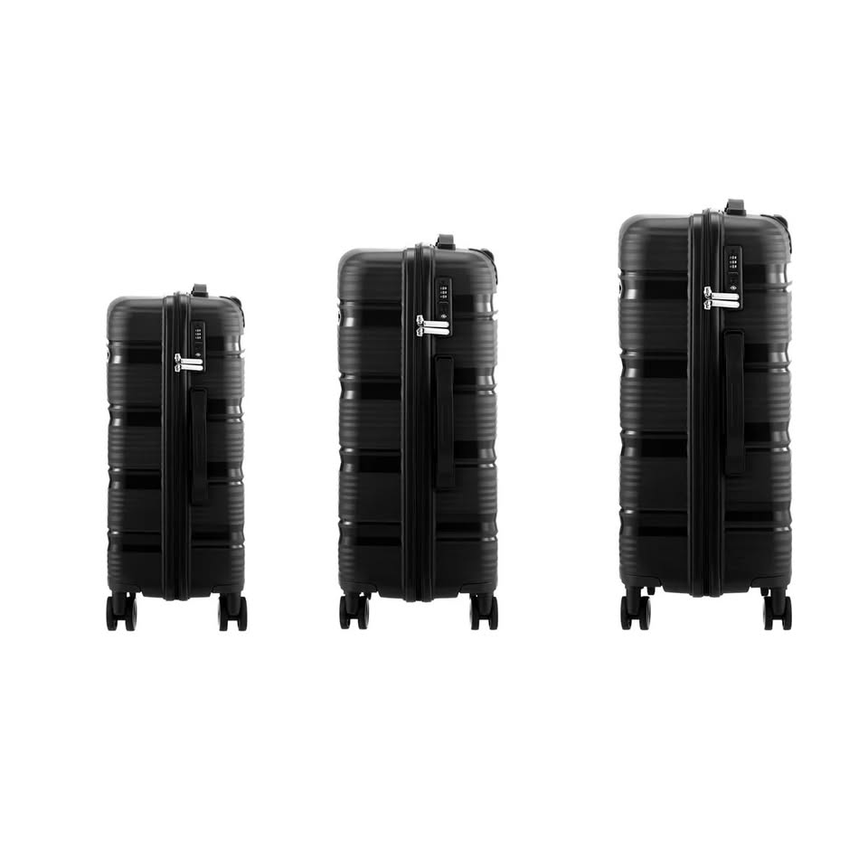 LGS-TUMI-3PC-BK Mazam 3PCS Luggage Suitcase Trolley Set Travel PP Case TSA Lock Storage Black