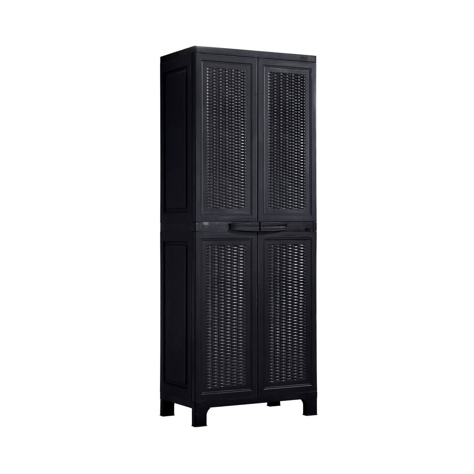 OSC-TALL-RTN-BK Livsip Outdoor Storage Cabinet Box Cupboard Garage Garden Adjustable Tall Black