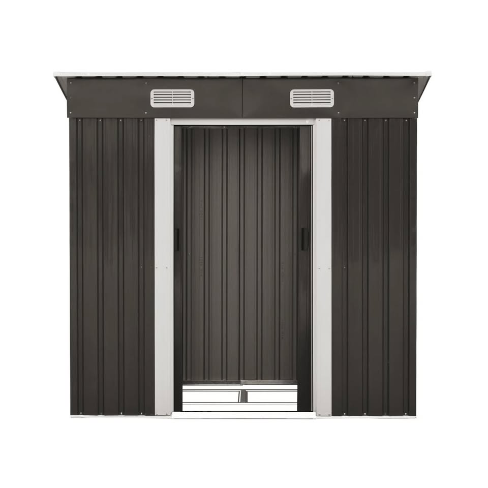 GS-4X6-GY-AB+BASE Livsip Garden Shed Outdoor Storage Sheds 1.94x1.21M Workshop Cabin Metal Base