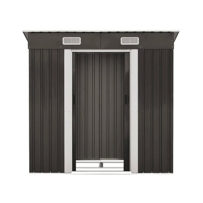 GS-4X6-GY-AB+BASE Livsip Garden Shed Outdoor Storage Sheds 1.94x1.21M Workshop Cabin Metal Base