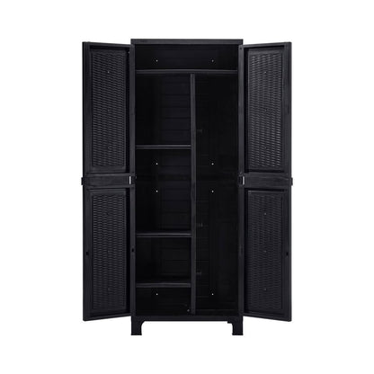 OSC-TALL-RTN-BK Livsip Outdoor Storage Cabinet Box Cupboard Garage Garden Adjustable Tall Black