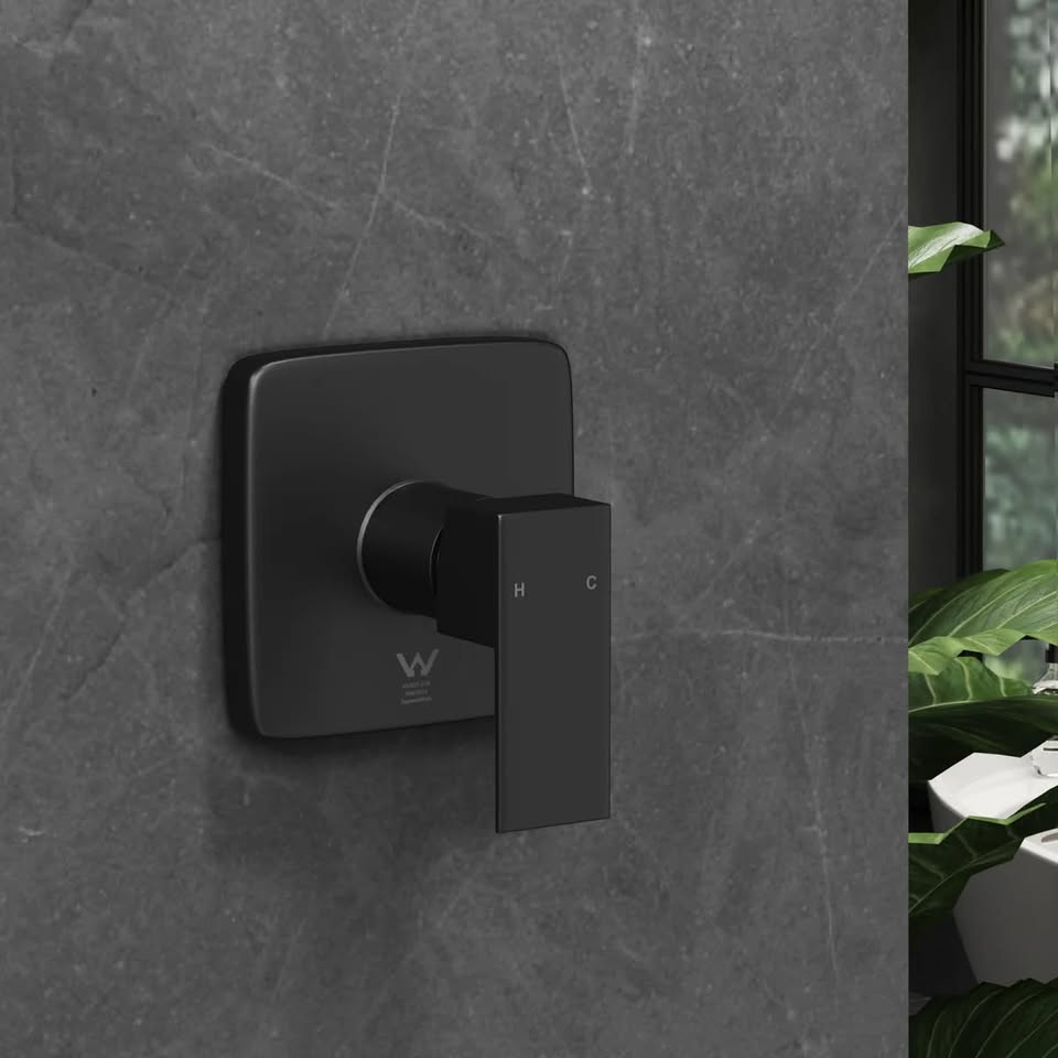 SH-SM-SQ-120-BK Welba Shower Mixer Tap Bathroom Wall Tapware Brass Tapware Square Black