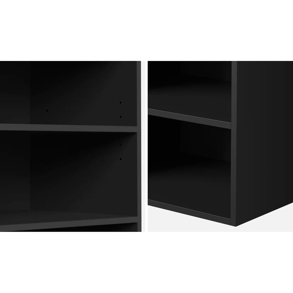 WA-MEXI-113-5S-BK Oikiture Wardrobe Shelf Unit Clothes Storage Cabinet 5 Shelves Organiser Black