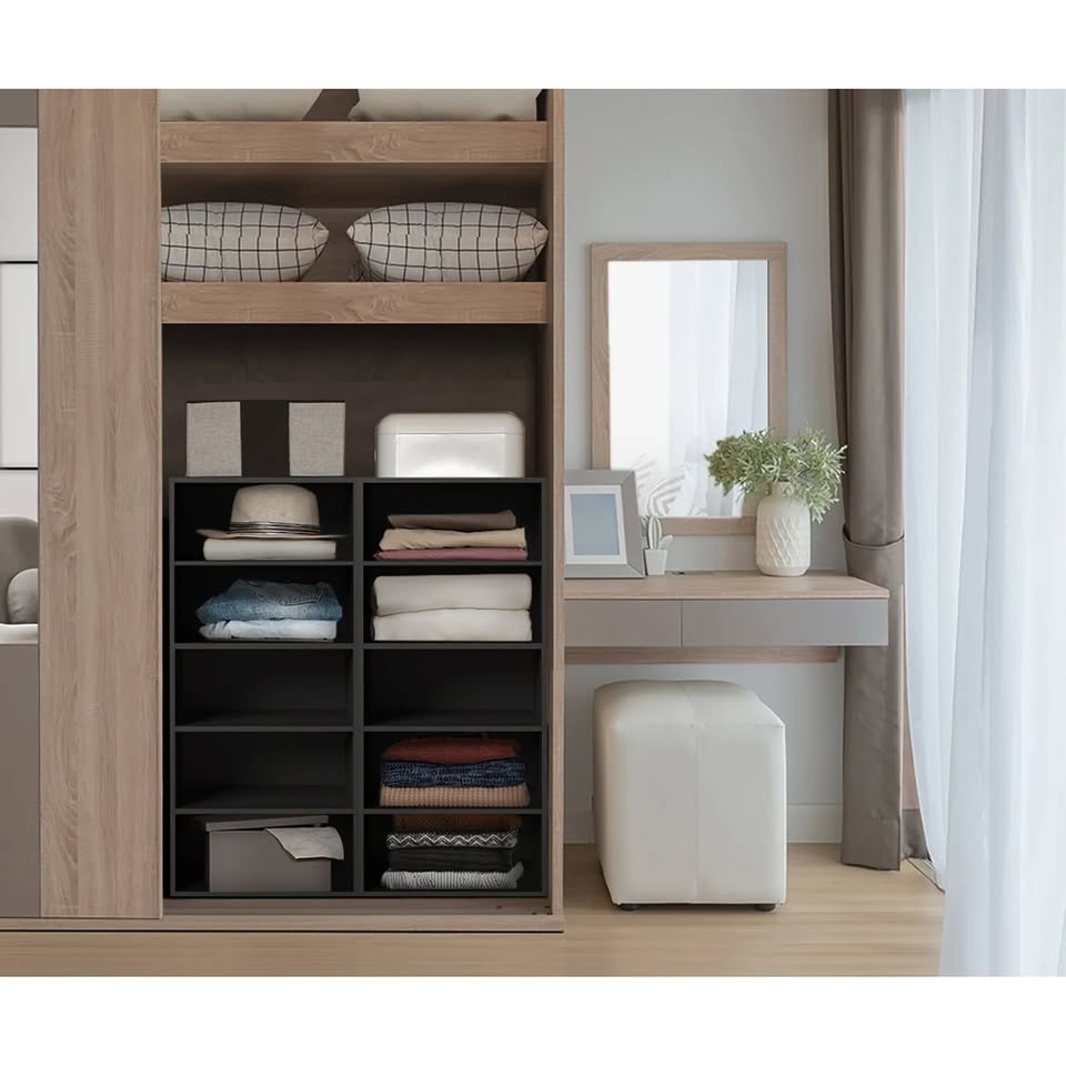 WA-MEXI-113-5S-BK Oikiture Wardrobe Shelf Unit Clothes Storage Cabinet 5 Shelves Organiser Black
