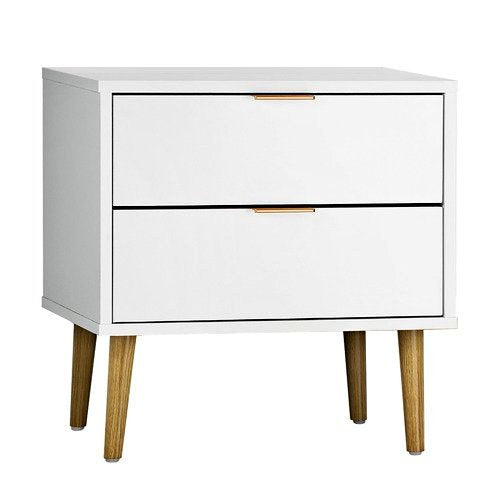 BT-A11-WH Oikiture Bedside Tables Side Table Nightstand Storage Cabinet White