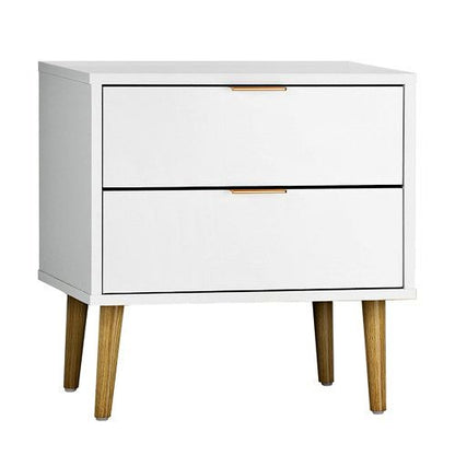 BT-A11-WH Oikiture Bedside Tables Side Table Nightstand Storage Cabinet White