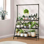 PS-WD-10038-BK Livsip 3 Tier Plant Stand Flower Pot Shelf Wooden Black
