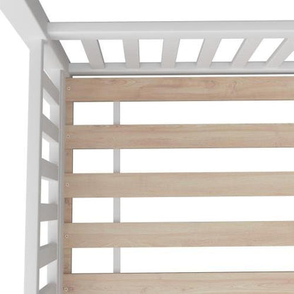 BF-W-A2-WH-AB Oikiture Bed Frame Kids Wooden Single House Style