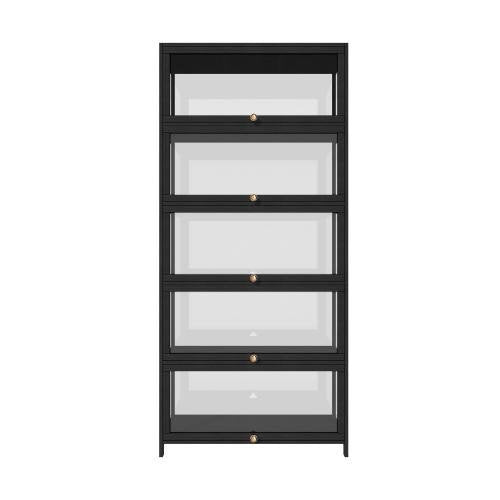 SB-DISPLAY-580-BK Oikiture Display Cabinet 5 Tiers Clear Door Black