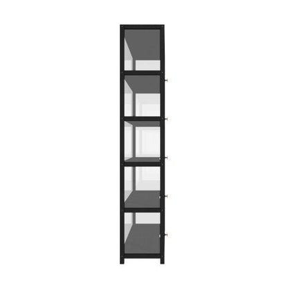 SB-DISPLAY-580-BK Oikiture Display Cabinet 5 Tiers Clear Door Black