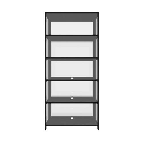 SB-DISPLAY-580-BK Oikiture Display Cabinet 5 Tiers Clear Door Black