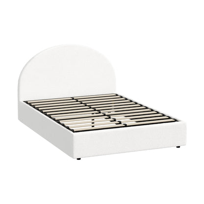 BF-B-JENA-Q-WH-ABC White QUEEN Seraphine Boucle Gas Lift Bed
