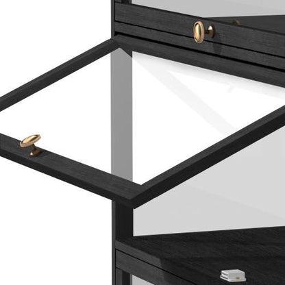 SB-DISPLAY-580-BK Oikiture Display Cabinet 5 Tiers Clear Door Black