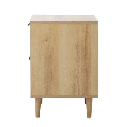 BT-EMMA-2D-WD Oikiture Bedside Table Nightstand 2 Drwers Side End Table Storage Natural