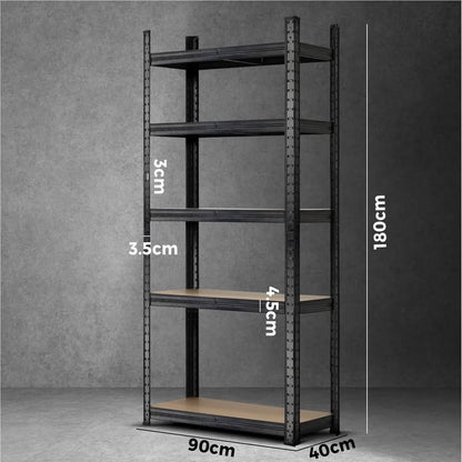 WR-A1-S2-BK Sharptoo Warehouse Shelving Garage Shelves Storage Rack Steel Pallet Racking 180cm x 90cm x 40cm