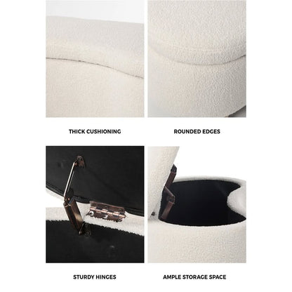 OTM-B-CASHEW-SP-BG Oikiture Storage Ottoman Cashew Foot Stool Teddy Boucle Chest Bench Blanket Box