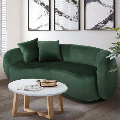 ACH-CASEW-VV-GN LivingFusion Millie 3 Seater Rounded Velvet Sofa Green