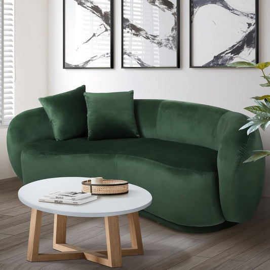 ACH-CASEW-VV-GN LivingFusion Millie 3 Seater Rounded Velvet Sofa Green