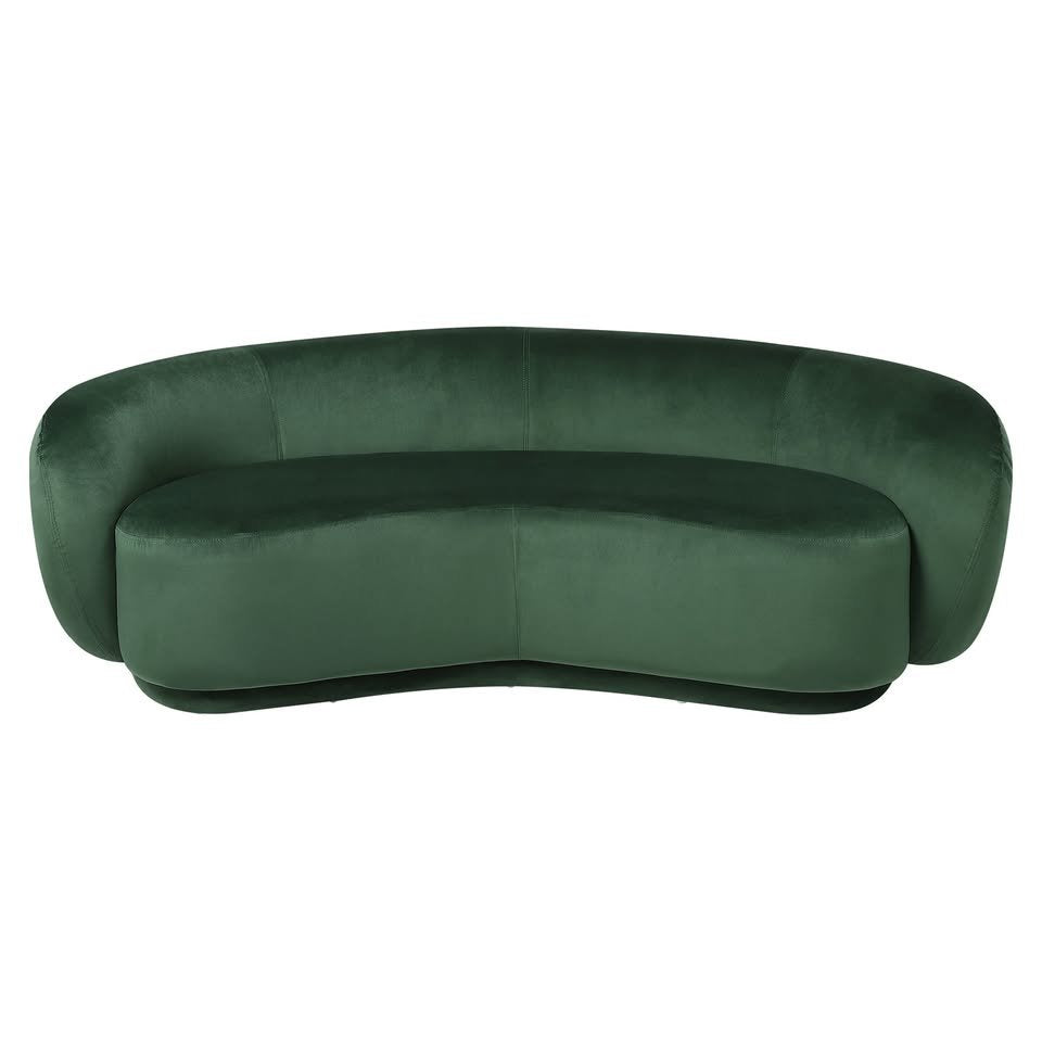 ACH-CASEW-VV-GN LivingFusion Millie 3 Seater Rounded Velvet Sofa Green